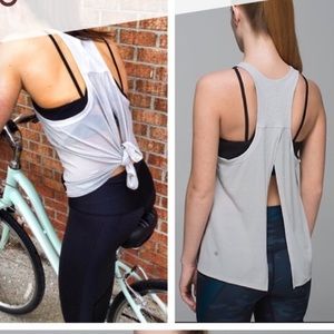 LULULEMON “All Tied Up” Tank used 🧘‍♀️ light GREY